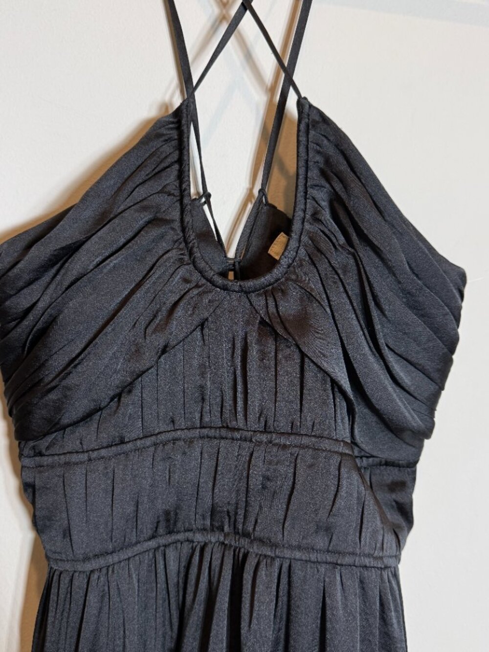 Boden Ruched Bust Satin Maxi Dress Women's 4P Petite Black Formal Cocktail Party - Picture 9 of 16